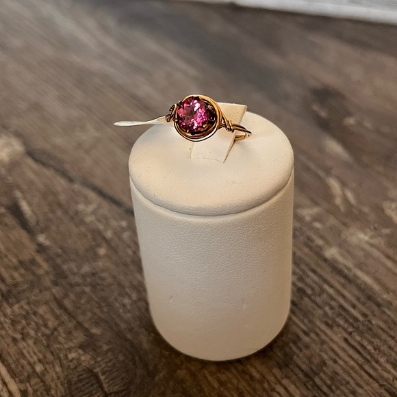 Handmade Topaz Ring Pink and Gold size 4 3/4 - Picture 2 of 6
